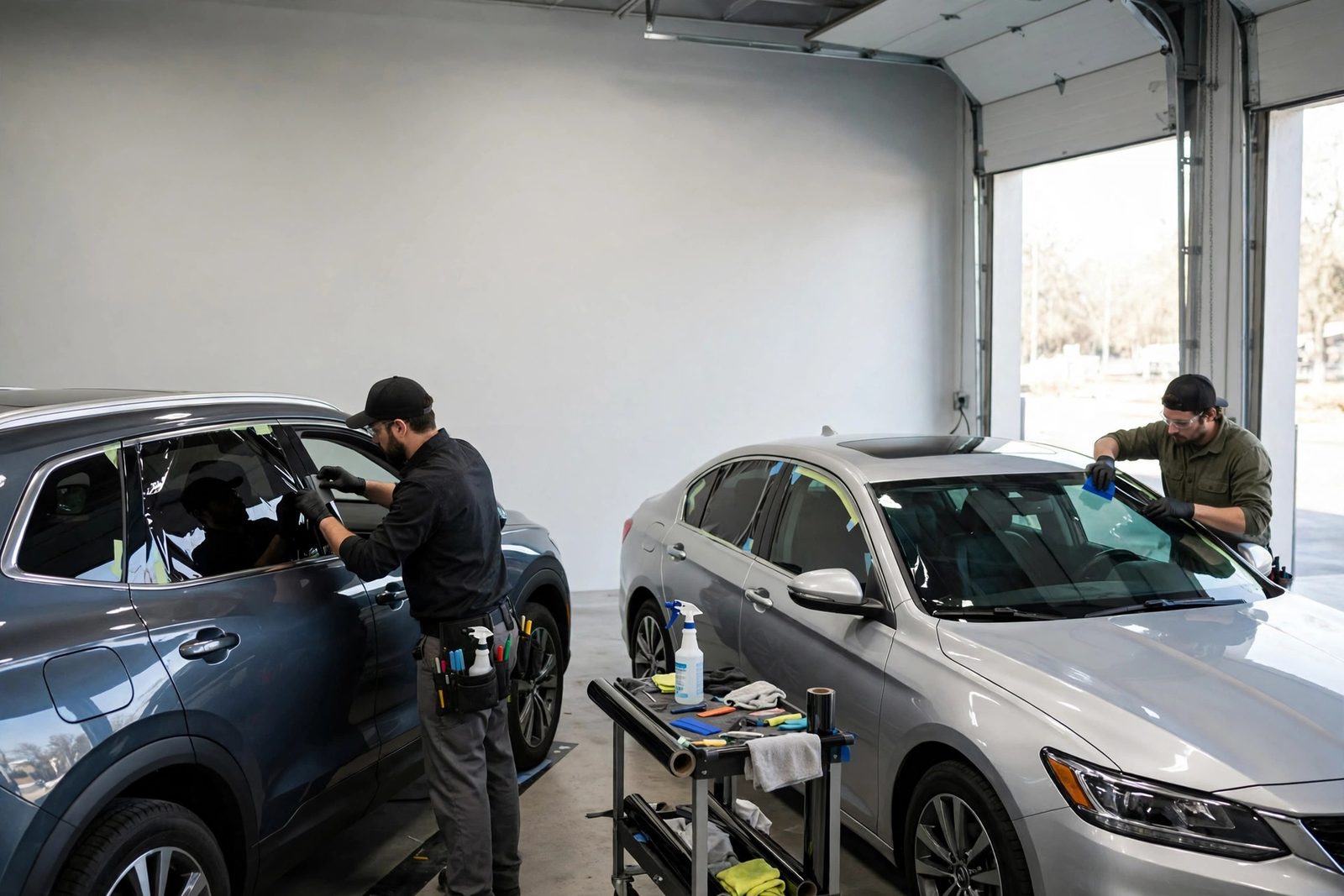 O2 Window Tinting install bay in Snellville